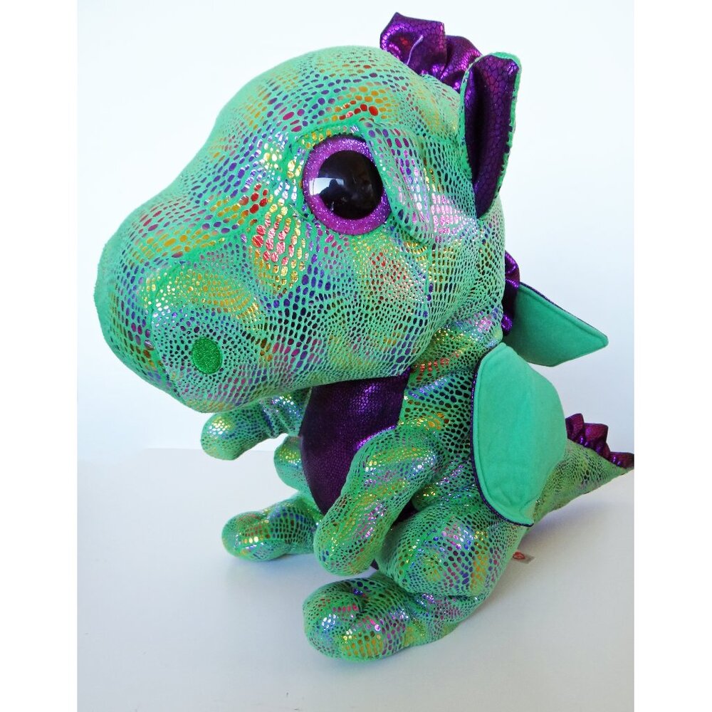 TY Cinder Green Dragon Large Plush Stuffed Animal Beanie Boo 16"